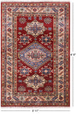 Red Super Kazak Hand Knotted Area Rug - 3' 11" X 6' 0" - Golden Nile