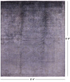 Grey Full Pile Overdyed Hand Knotted Wool Rug - 8' 4" X 9' 8" - Golden Nile