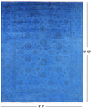 Blue Full Pile Overdyed Hand Knotted Wool Area Rug - 8' 3" X 9' 10" - Golden Nile