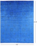 Blue Full Pile Overdyed Handmade Wool Area Rug - 8' 0" X 9' 10" - Golden Nile