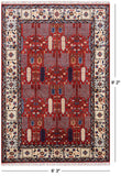 Red Persian Ziegler Handmade Wool Area Rug - 6' 3" X 9' 2" - Golden Nile