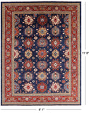 Blue Fine Serapi Hand Knotted Wool Area Rug - 9' 1" X 11' 8" - Golden Nile