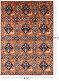 Orange Fine Serapi Hand Knotted Wool Area Rug - 8' 11" X 12' 2" - Golden Nile