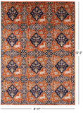 Orange Fine Serapi Hand Knotted Wool Area Rug - 8' 11" X 12' 2" - Golden Nile