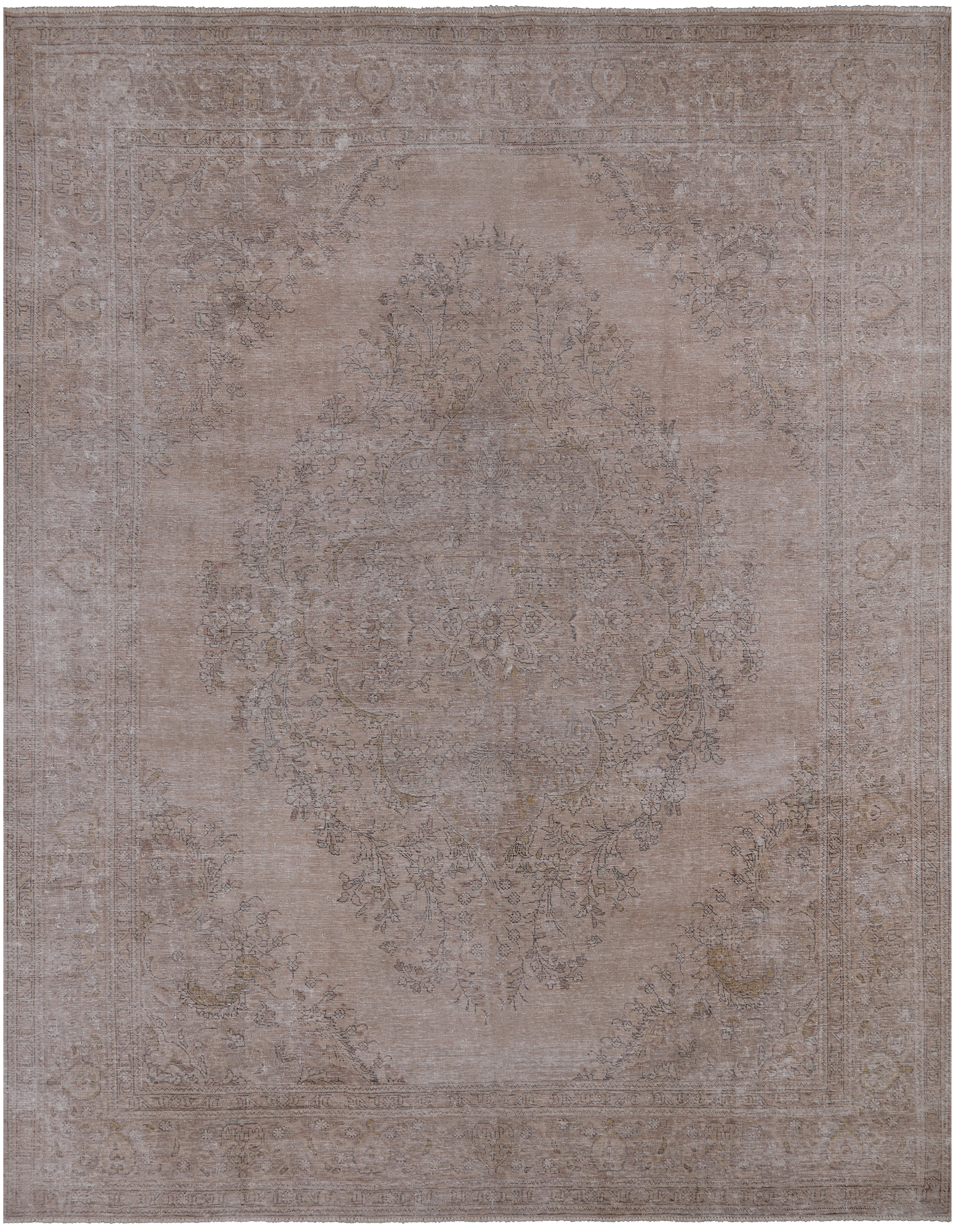 SUPER SALE Persian Vintage White Wash Handmade Wool Rug - 9' 10" X 12' 7"