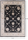 Black Peshawar Hand Knotted Wool Area Rug - 9' 11" X 14' 0" - Golden Nile