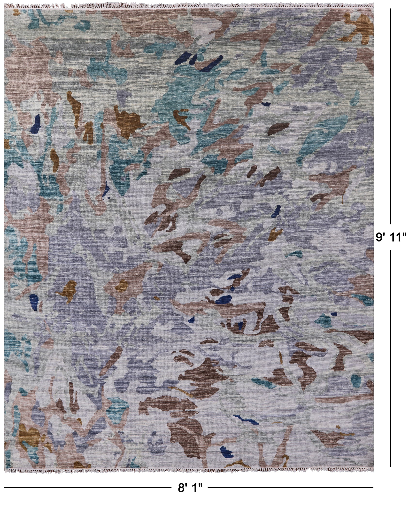 Contemporary Hand Knotted Wool Area Rug - 8' 1" X 9' 11" - Golden Nile