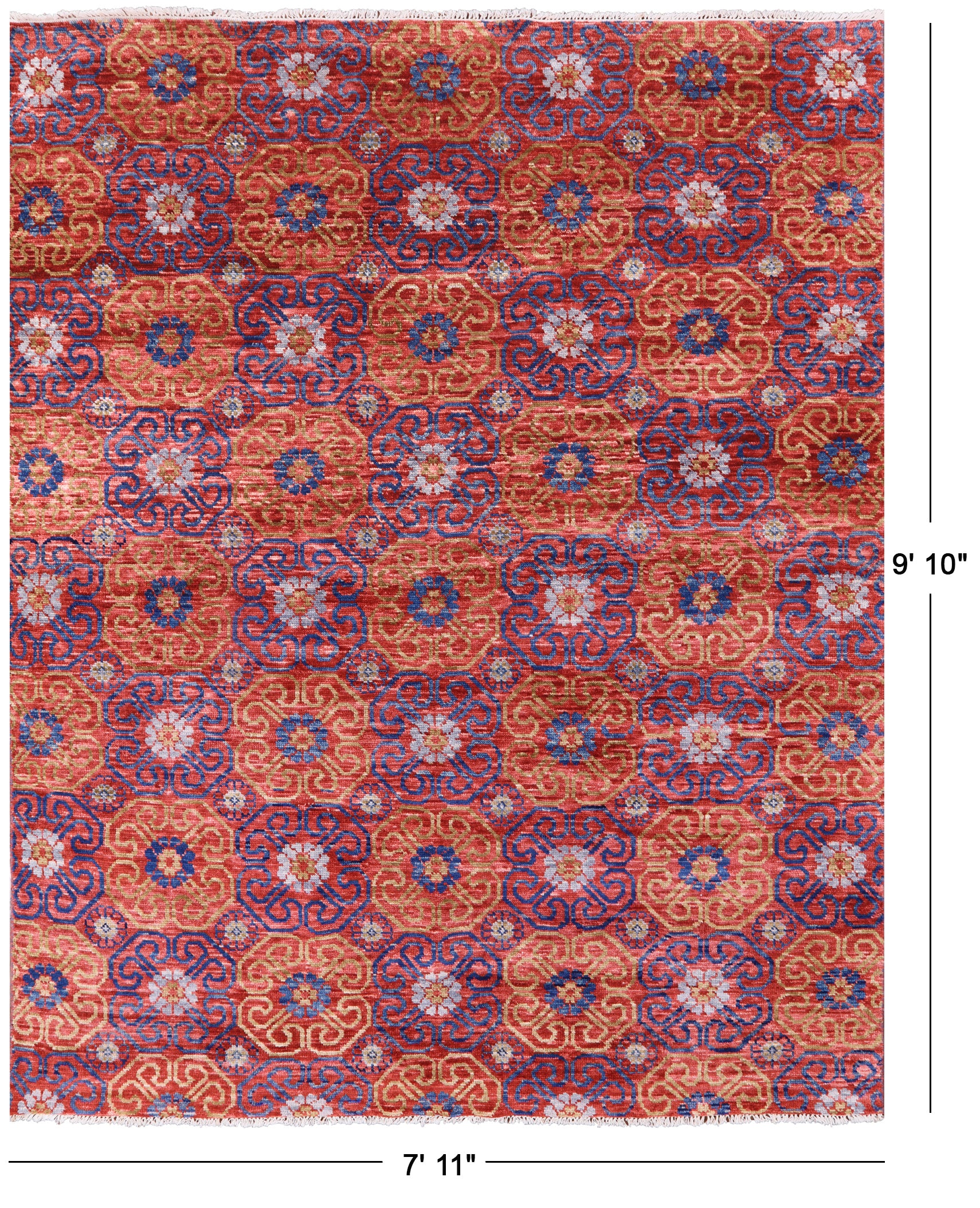 Modern Hand Knotted Wool Area Rug - 7' 11" X 9' 10" - Golden Nile