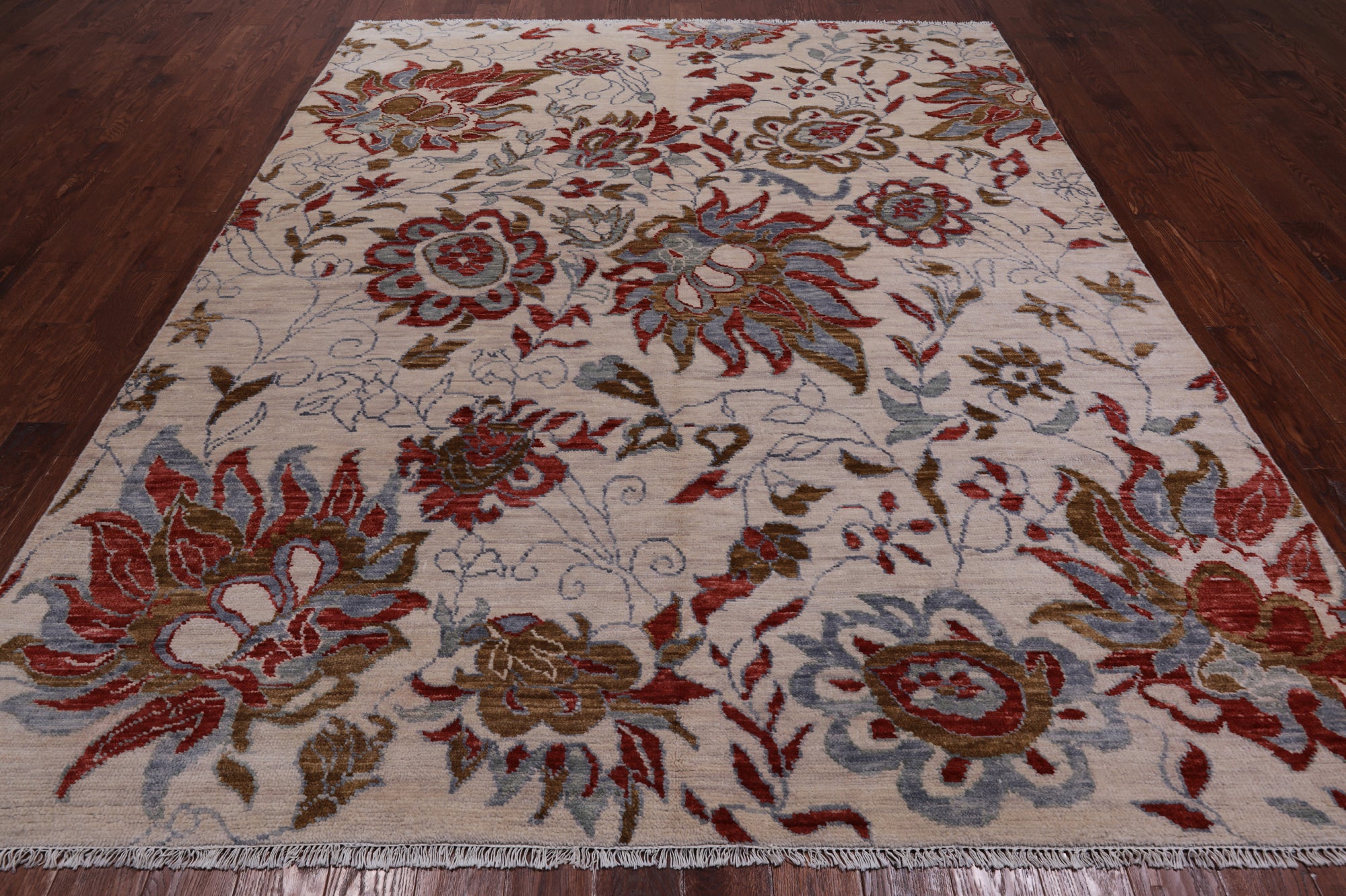 SUPER SALE Ivory Modern Hand Knotted Wool Area Rug - 8' 0" X 10' 2"