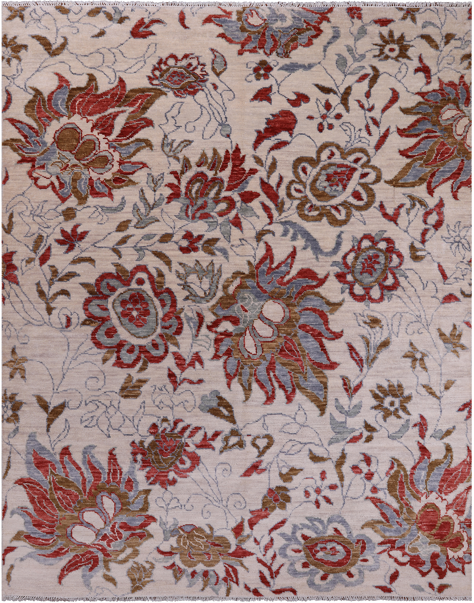SUPER SALE Ivory Modern Hand Knotted Wool Area Rug - 8' 0" X 10' 2"