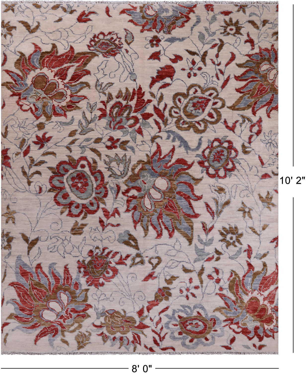 SUPER SALE Ivory Modern Hand Knotted Wool Area Rug - 8' 0" X 10' 2"