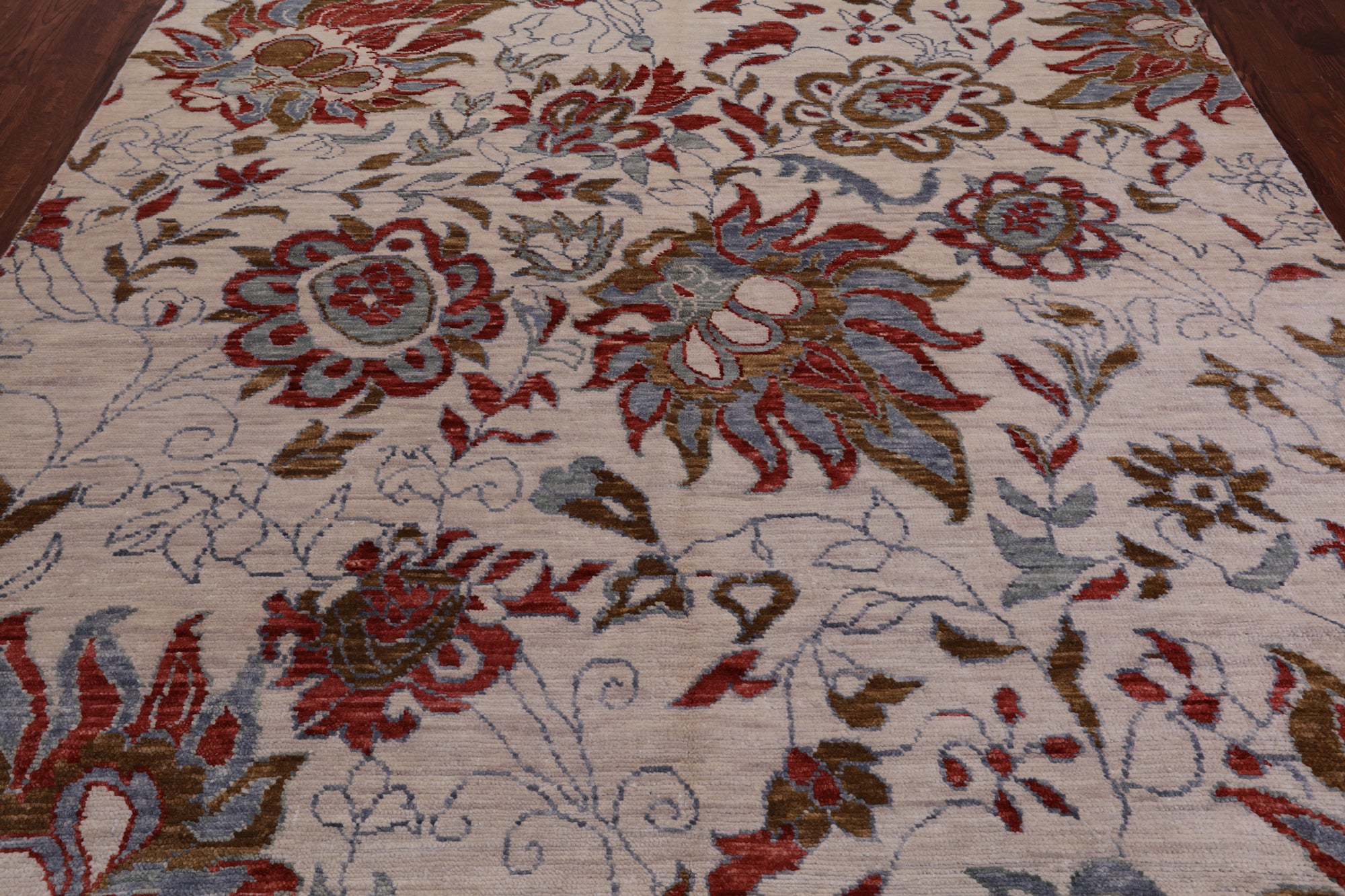 SUPER SALE Ivory Modern Hand Knotted Wool Area Rug - 8' 0" X 10' 2"