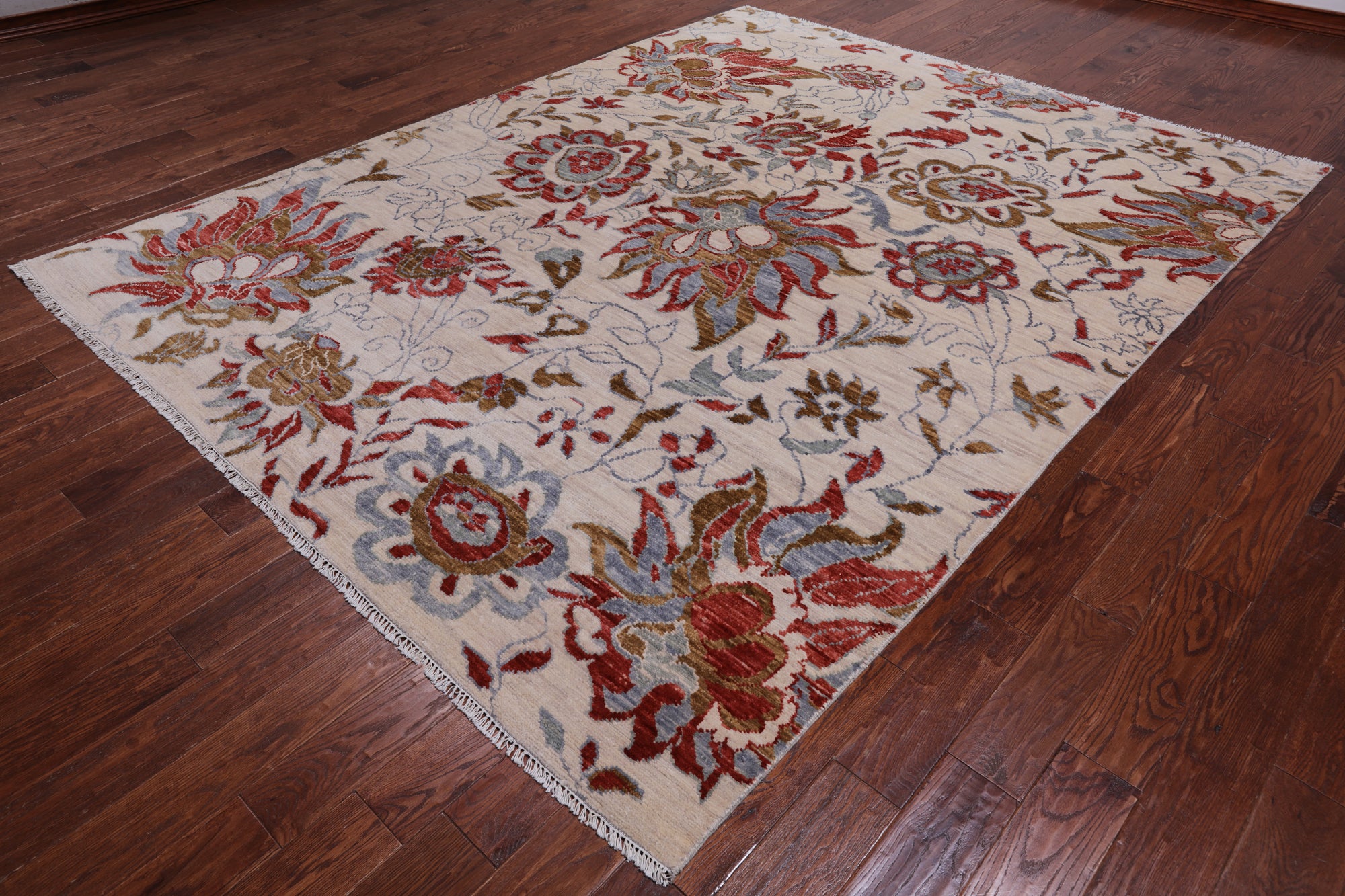 SUPER SALE Ivory Modern Hand Knotted Wool Area Rug - 8' 0" X 10' 2"