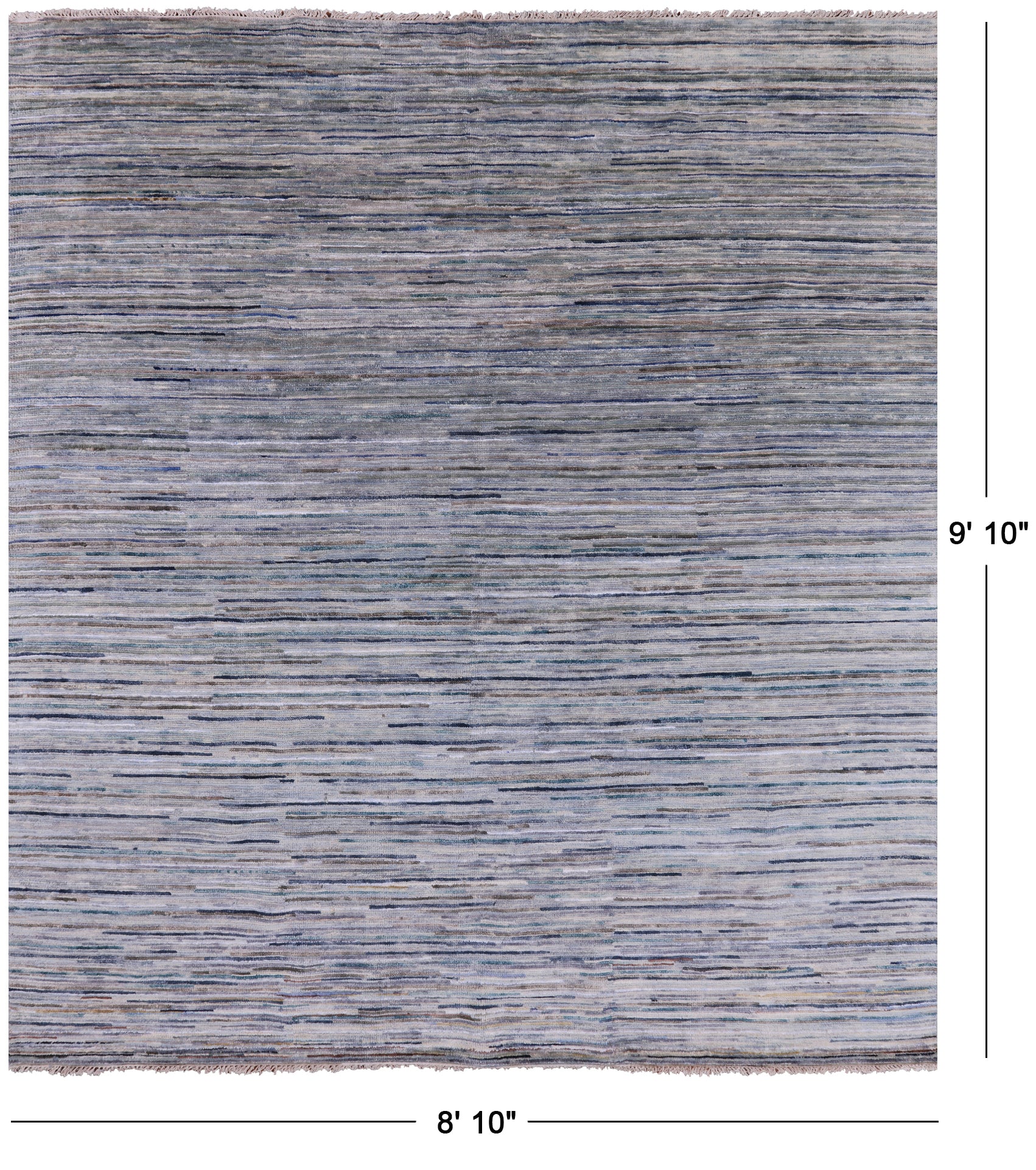 Modern Hand Knotted Wool & Silk Area Rug - 8' 10" X 9' 10" - Golden Nile
