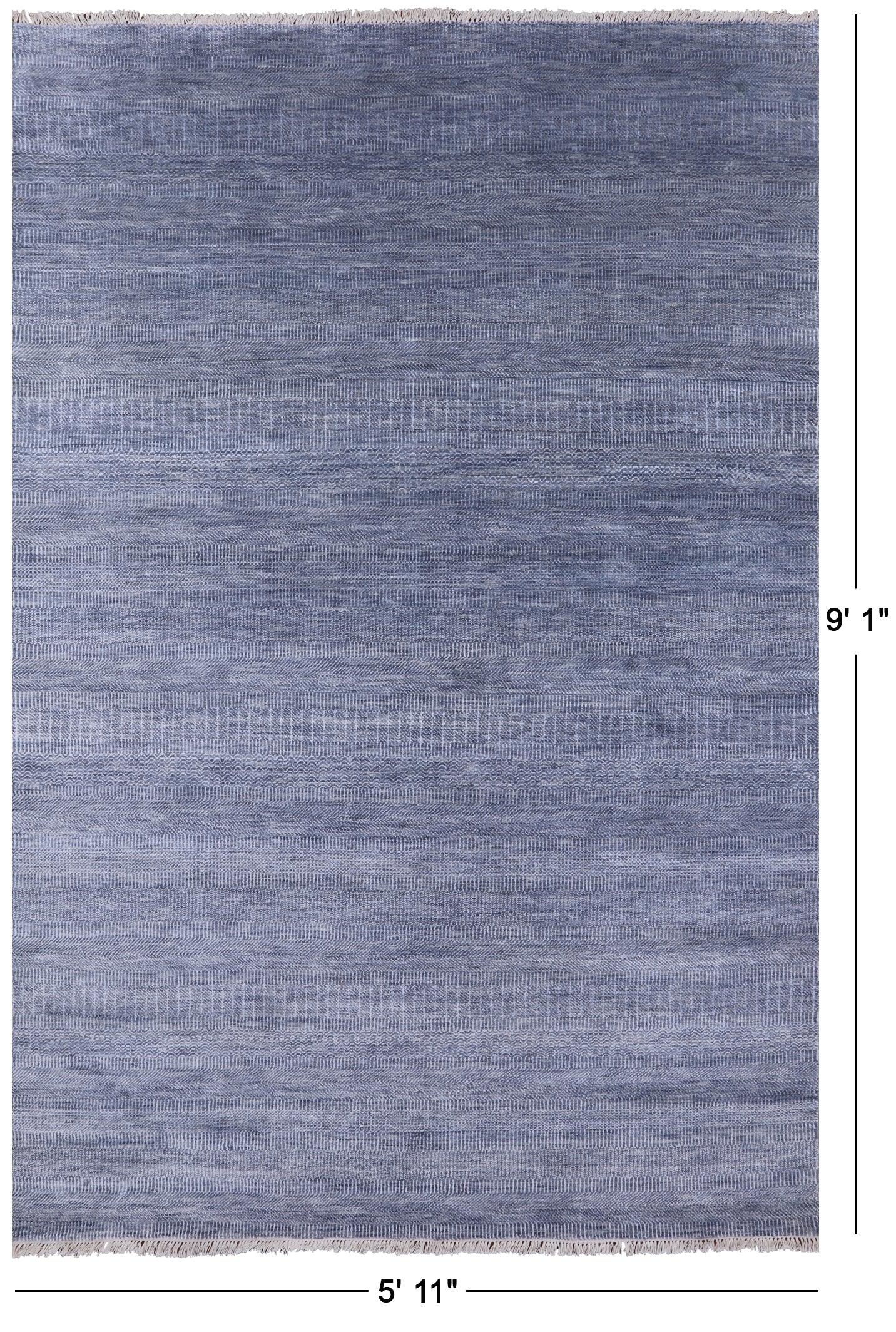 Grey Savannah Grass Handmade Wool & Silk Area Rug - 5' 11" X 9' 1" - Golden Nile