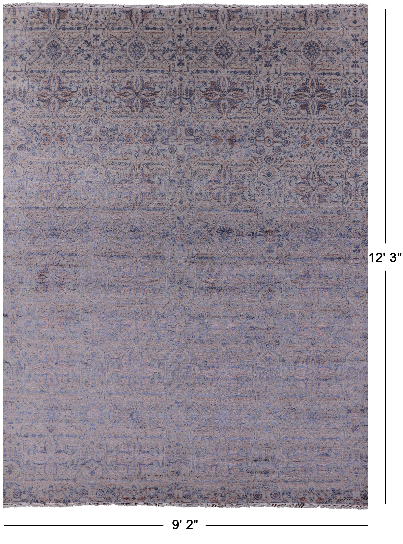 Grey Persian Hand Knotted Wool & Silk Area Rug - 9' 2" X 12' 3" - Golden Nile