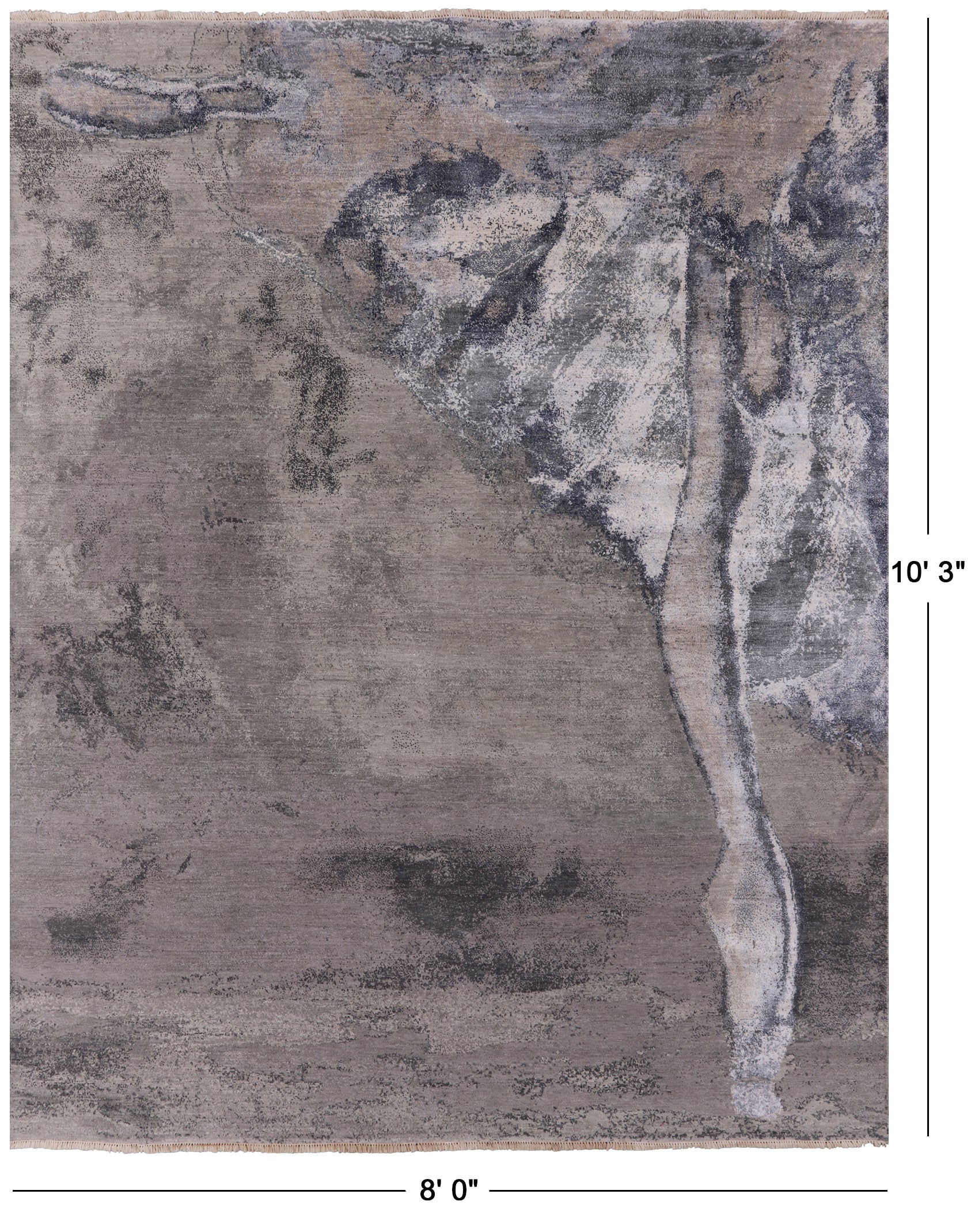 Ballerina Ballet Dancer Design Modern Hand Knotted Wool & Silk Rug - 8' 0" X 10' 3" - Golden Nile