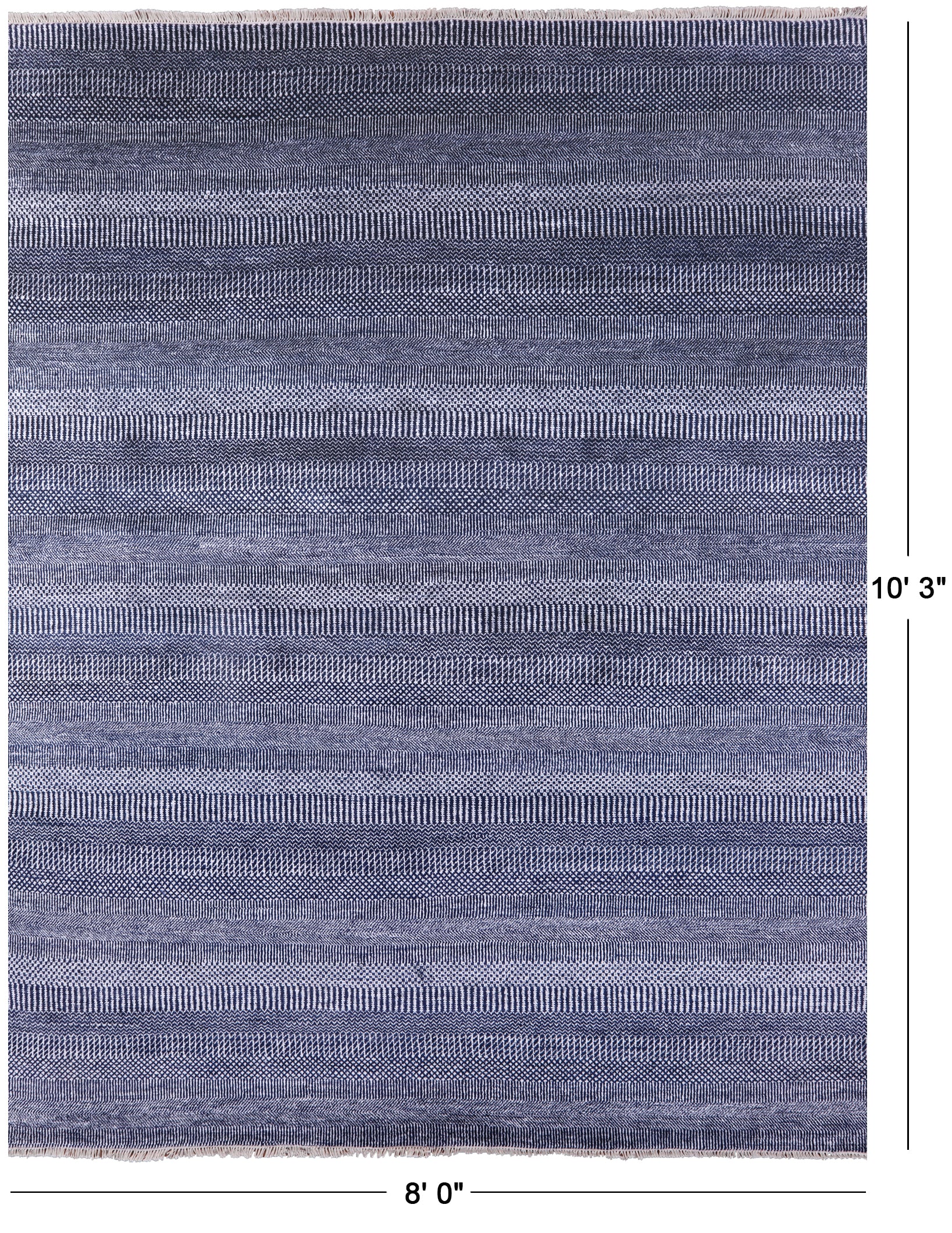 Blue Savannah Grass Handmade Wool & Silk Area Rug - 8' 0" X 10' 3" - Golden Nile
