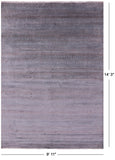 Grey Savannah Grass Hand Knotted Wool & Silk Area Rug - 9' 11" X 14' 3" - Golden Nile