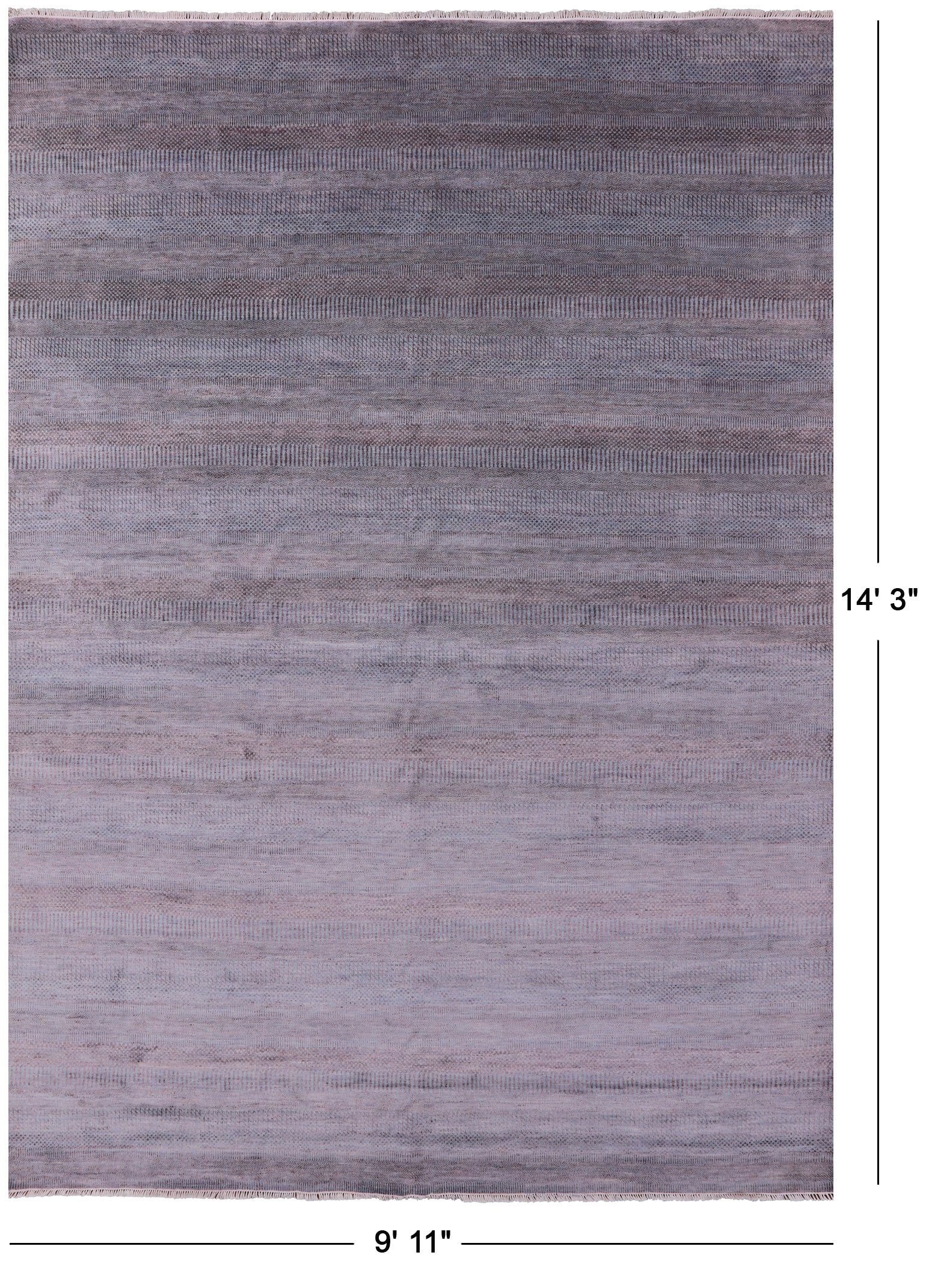 Grey Savannah Grass Hand Knotted Wool & Silk Area Rug - 9' 11" X 14' 3" - Golden Nile