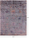 Grey Persian Wool & Silk Handmade Area Rug - 9' 0" X 12' 1" - Golden Nile
