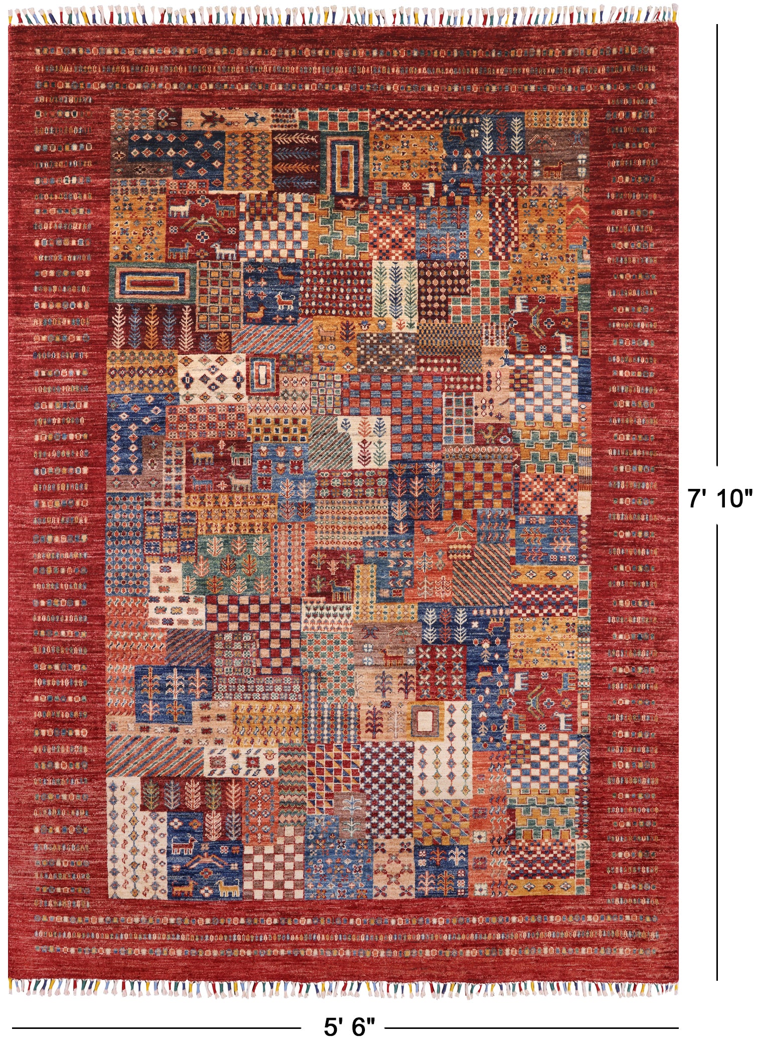 Tribal Persian Gabbeh Hand Knotted Wool Rug - 5' 6" X 7' 10" - Golden Nile