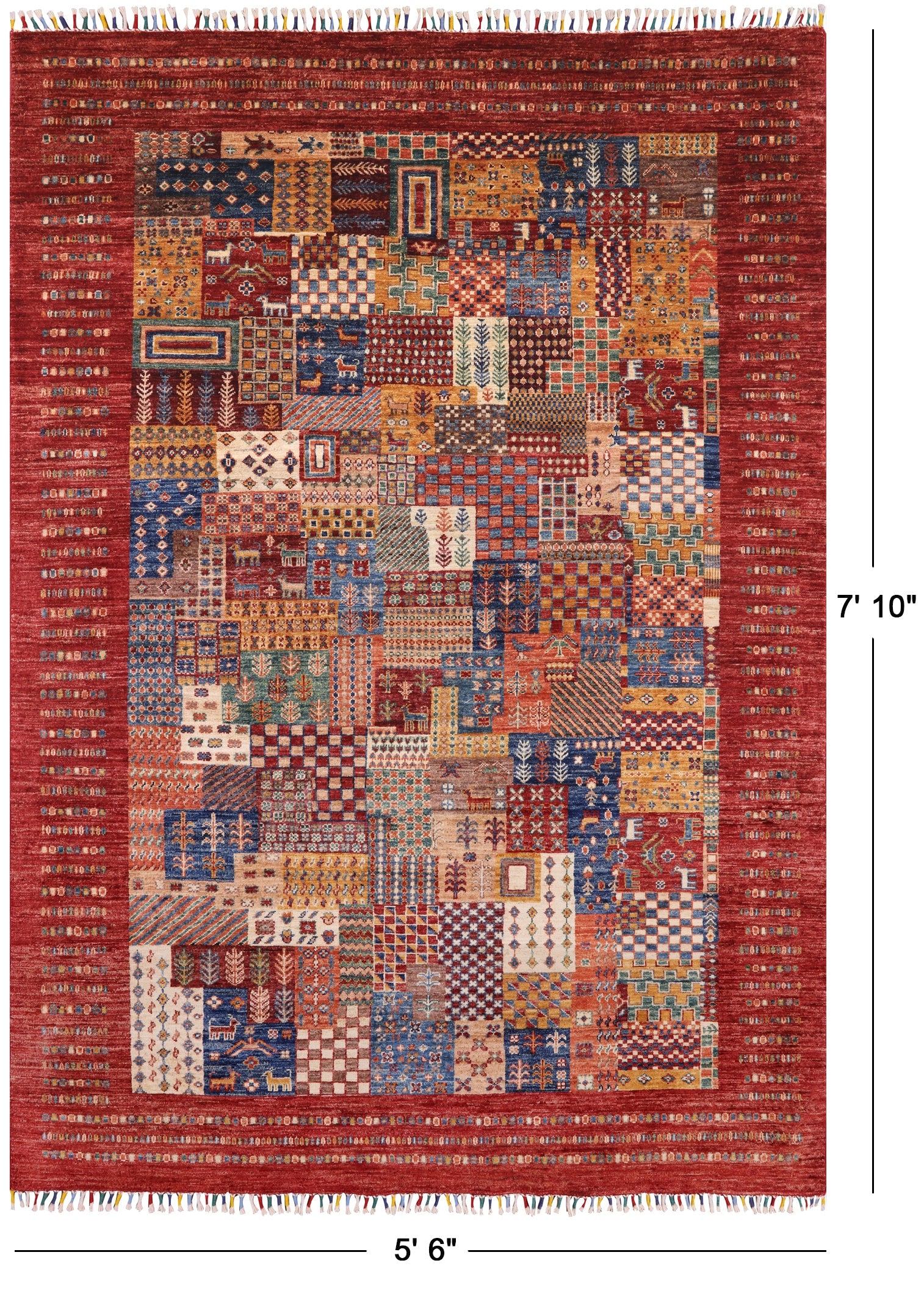 Tribal Persian Gabbeh Hand Knotted Wool Rug - 5' 6" X 7' 10" - Golden Nile