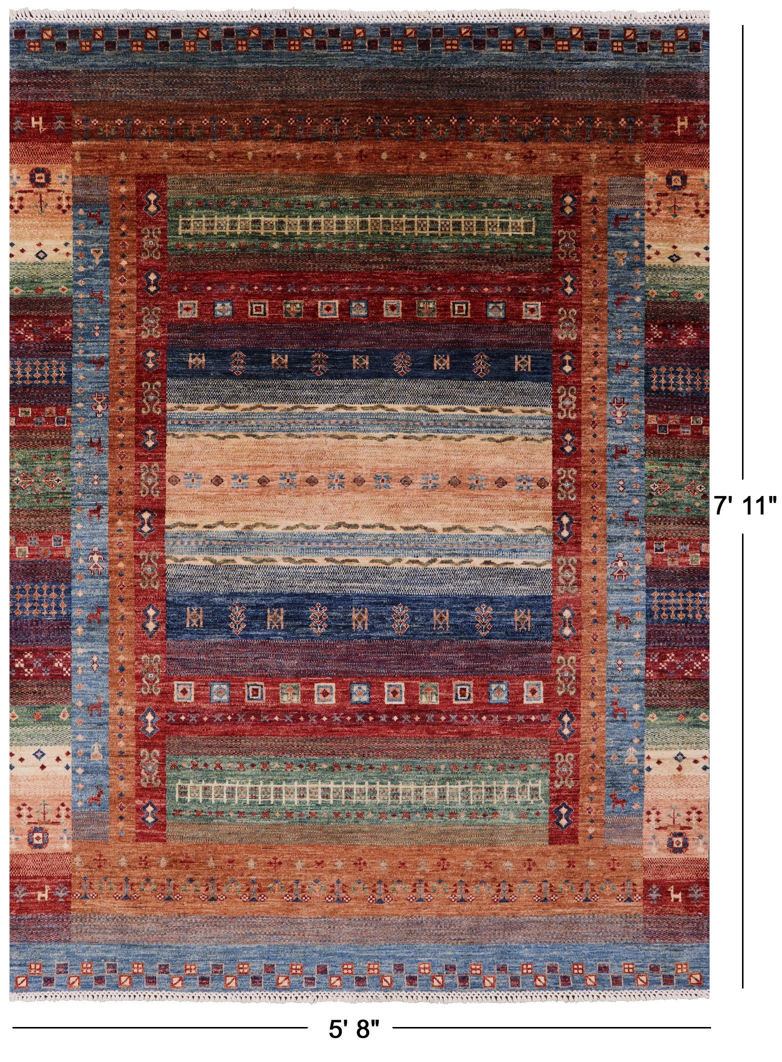 Tribal Persian Gabbeh Handmade Wool Rug - 5' 8" X 7' 11" - Golden Nile