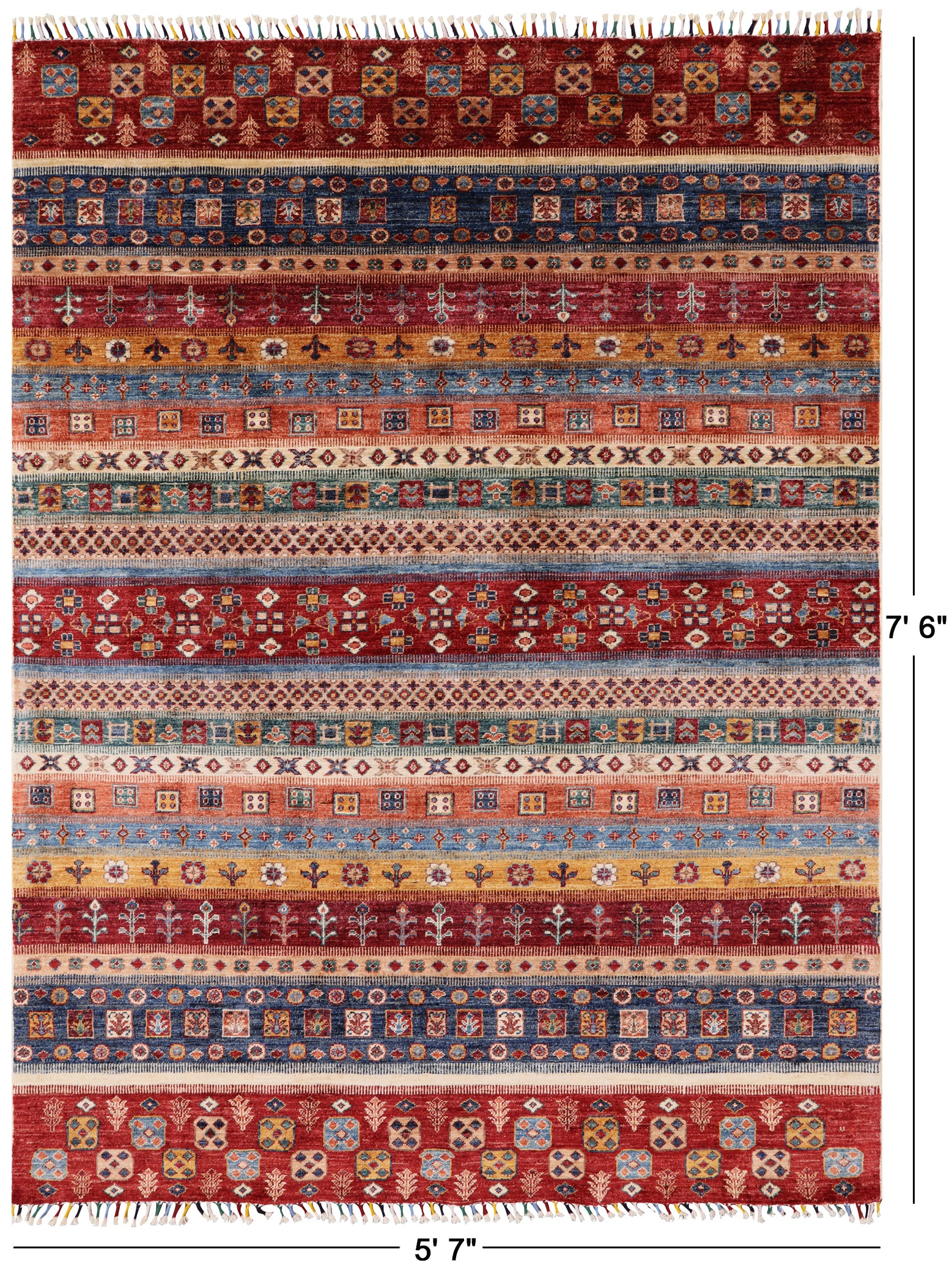 Tribal Persian Gabbeh Hand Knotted Wool Rug - 5' 7" X 7' 6" - Golden Nile
