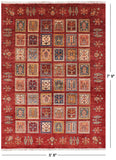 Red Garden Persian Gabbeh Hand Knotted Wool Area Rug - 5' 8" X 7' 9" - Golden Nile