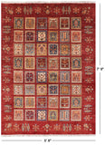 Red Garden Persian Gabbeh Hand Knotted Wool Area Rug - 5' 8" X 7' 9" - Golden Nile