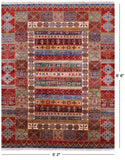 Tribal Persian Gabbeh Handmade Wool Rug - 5' 2" X 6' 6" - Golden Nile