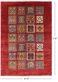 Red Tribal Persian Gabbeh Hand Knotted Wool Rug - 4' 11" X 7' 2" - Golden Nile