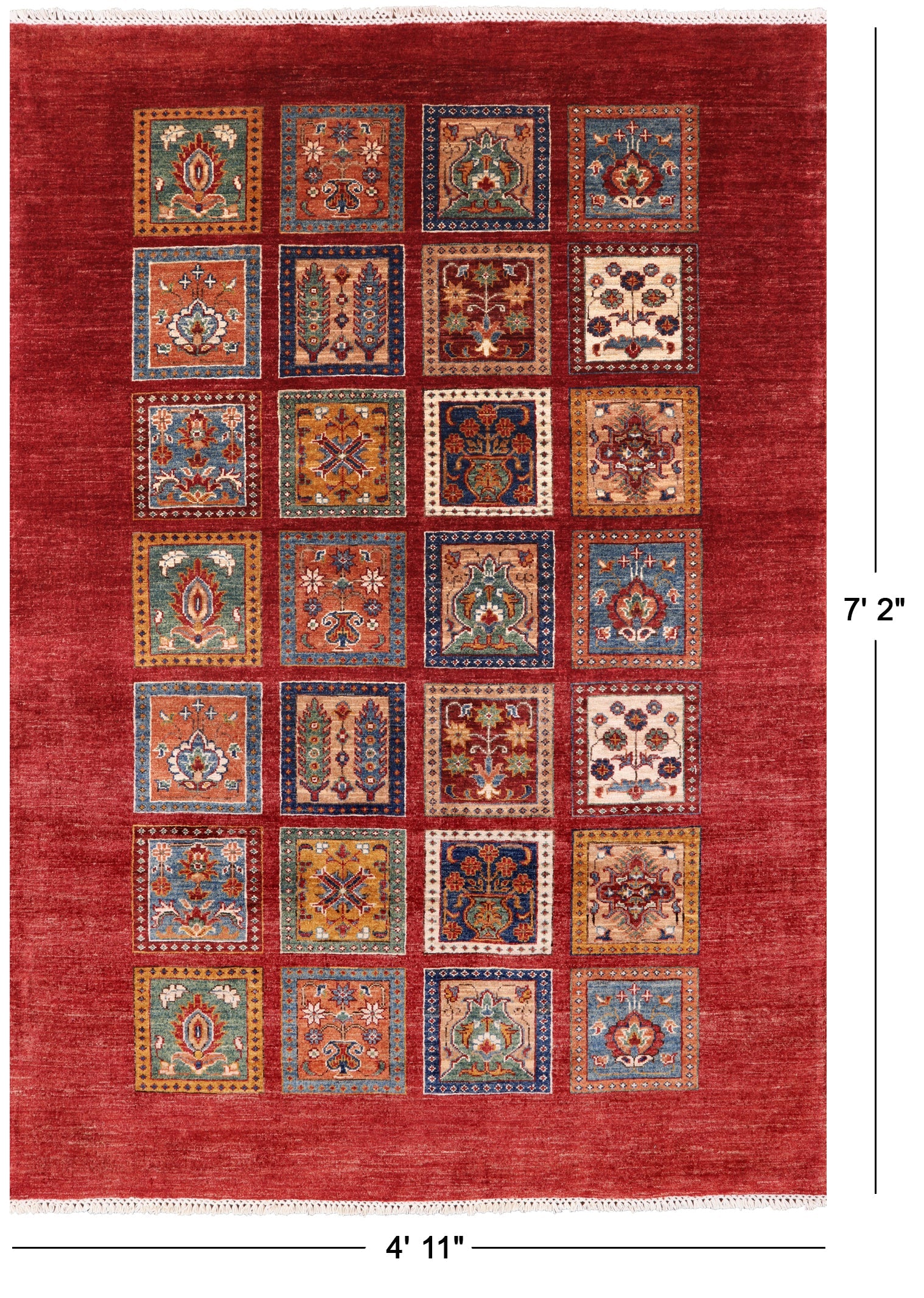 Red Tribal Persian Gabbeh Hand Knotted Wool Rug - 4' 11" X 7' 2" - Golden Nile
