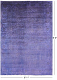 Purple Full Pile Overdyed Hand Knotted Wool Area Rug - 5' 11" X 8' 9" - Golden Nile