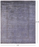 Grey Full Pile Overdyed Hand Knotted Area Rug - 8' 3" X 9' 10" - Golden Nile