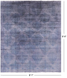 Grey Overdyed Full Pile Wool Hand Knotted Area Rug - 8' 1" X 9' 4" - Golden Nile