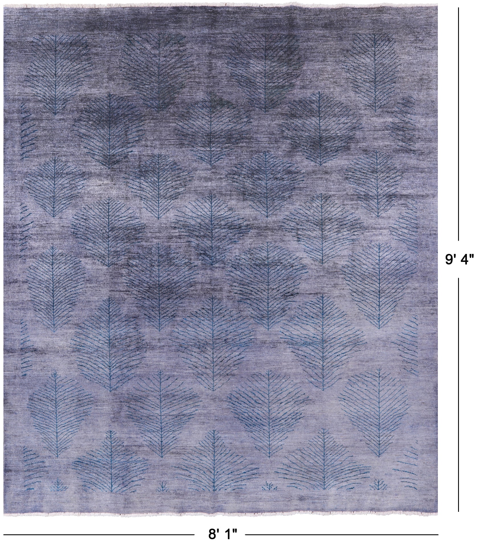 Grey Overdyed Full Pile Wool Hand Knotted Area Rug - 8' 1" X 9' 4" - Golden Nile