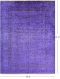 Purple Full Pile Overdyed Handmade Wool Area Rug - 10' 0" X 13' 1" - Golden Nile
