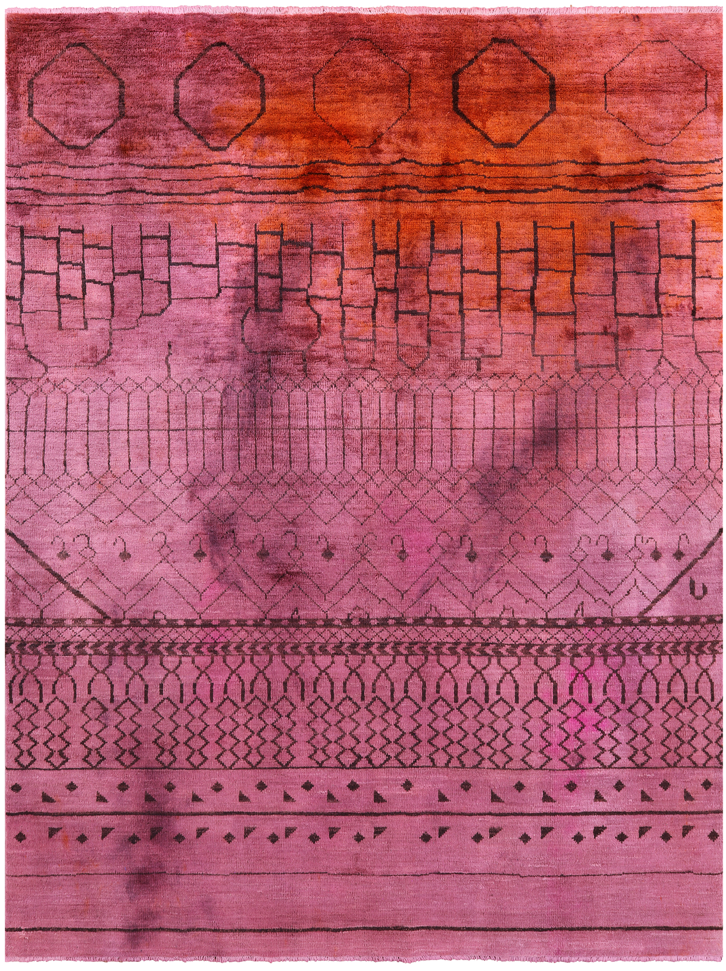 Full Pile Overdyed Hand Knotted Wool Rug - 7' 10" X 10' 2" - Golden Nile