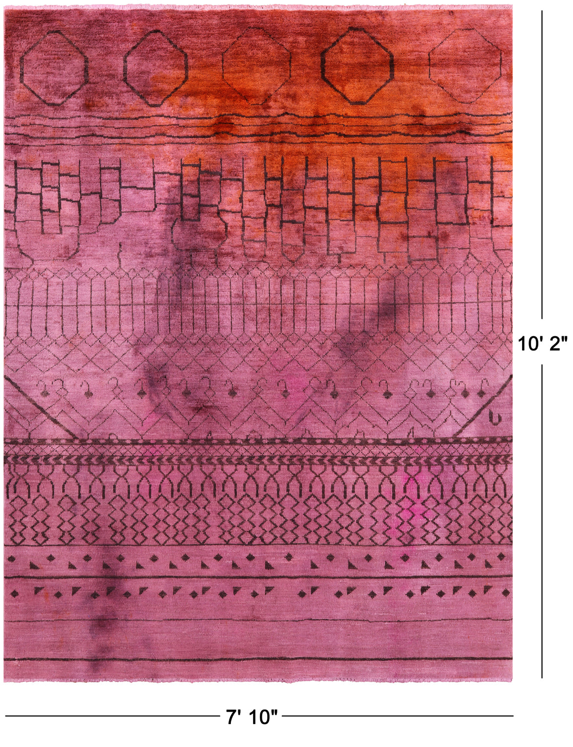 Full Pile Overdyed Hand Knotted Wool Rug - 7' 10" X 10' 2" - Golden Nile