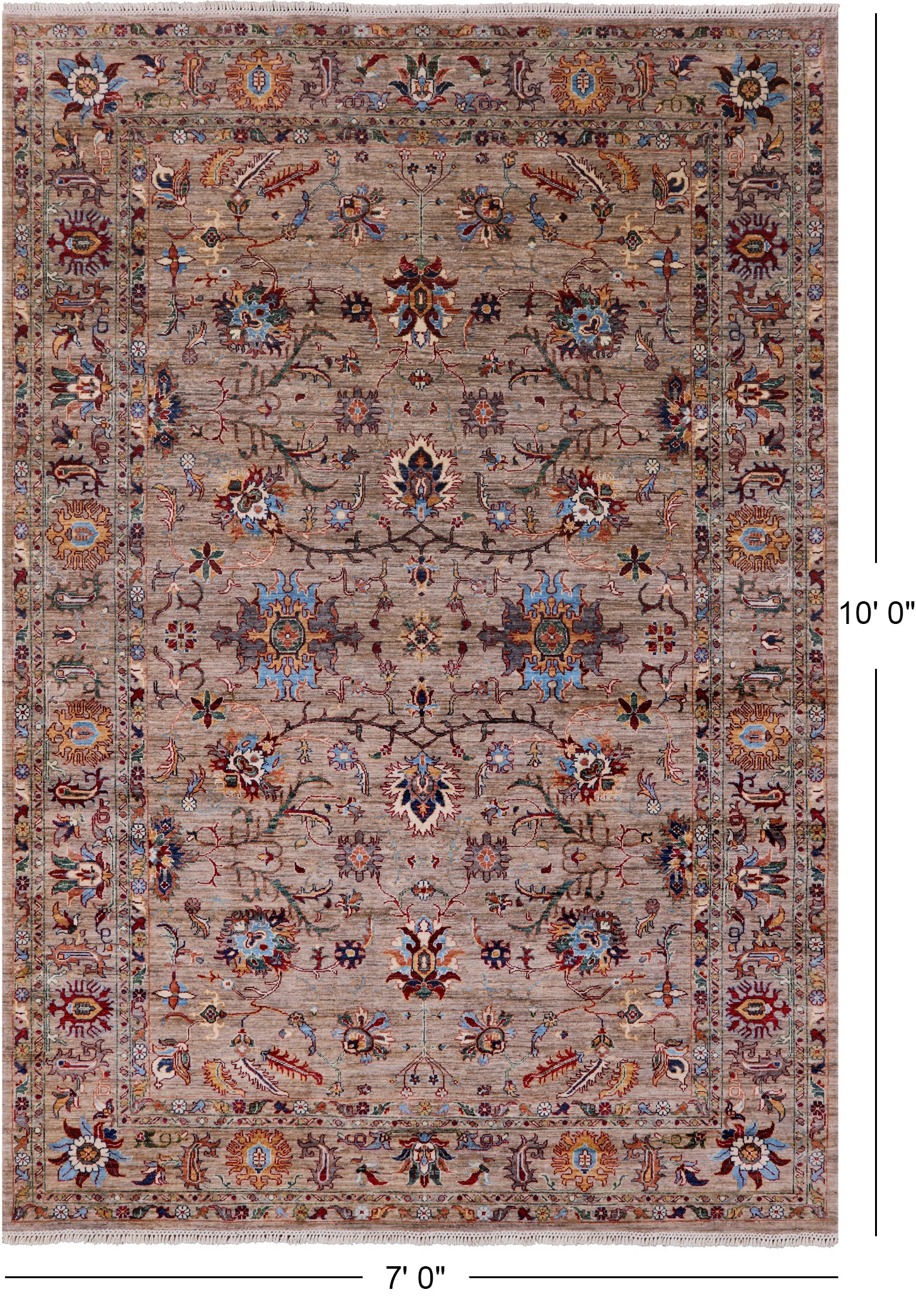 Peshawar Hand Knotted Wool Rug - 7' 0" X 10' 0" - Golden Nile