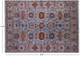 Blue Peshawar Handmade Wool Rug - 7' 0" X 9' 9" - Golden Nile