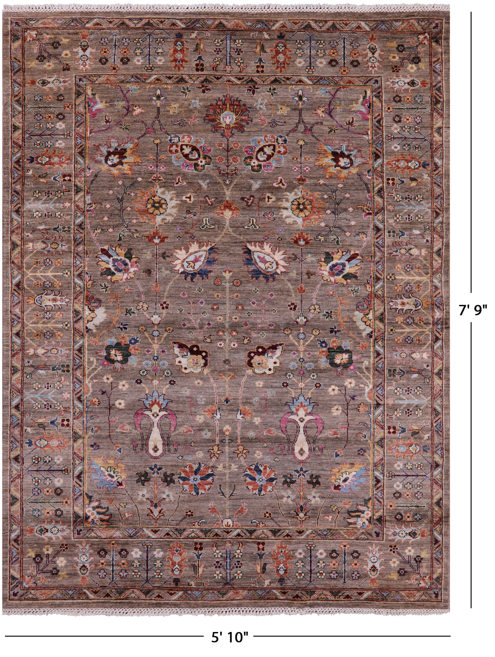 Peshawar Handmade Wool Rug - 5' 10" X 7' 9" - Golden Nile