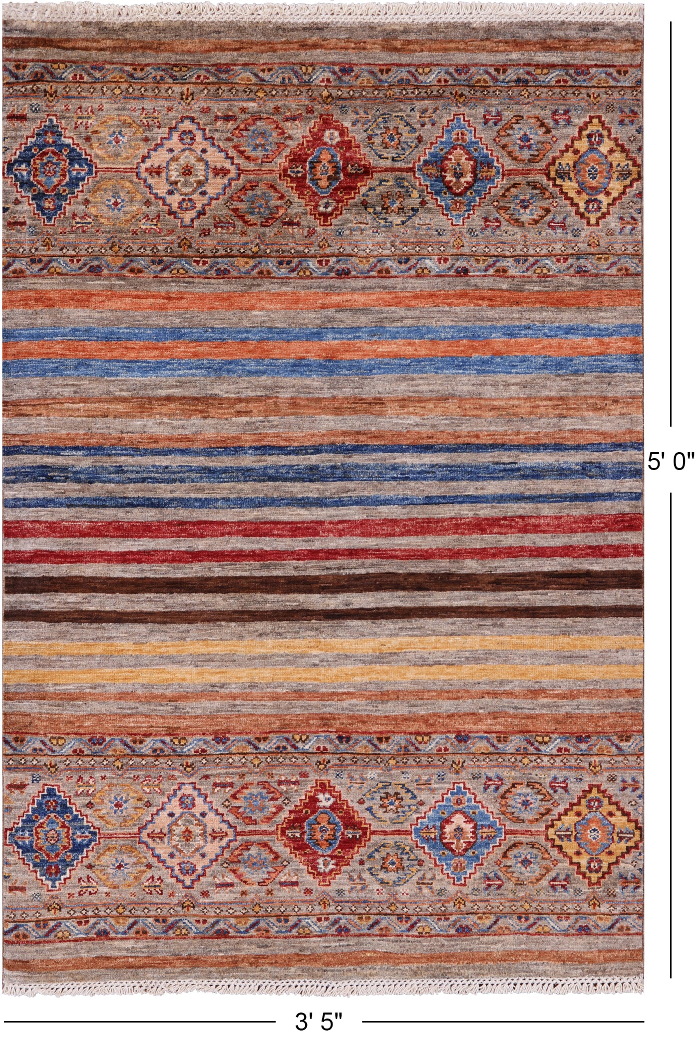 Khorjin Persian Gabbeh Hand Knotted Wool Rug - 3' 5" X 5' 0" - Golden Nile