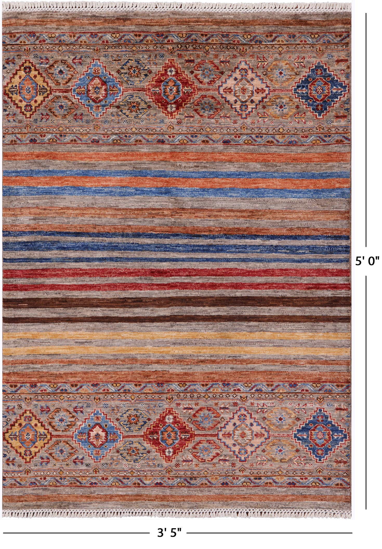 Khorjin Persian Gabbeh Hand Knotted Wool Rug - 3' 5" X 5' 0" - Golden Nile