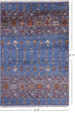 Blue Khorjin Persian Gabbeh Hand Knotted Wool Rug - 3' 5" X 5' 1" - Golden Nile