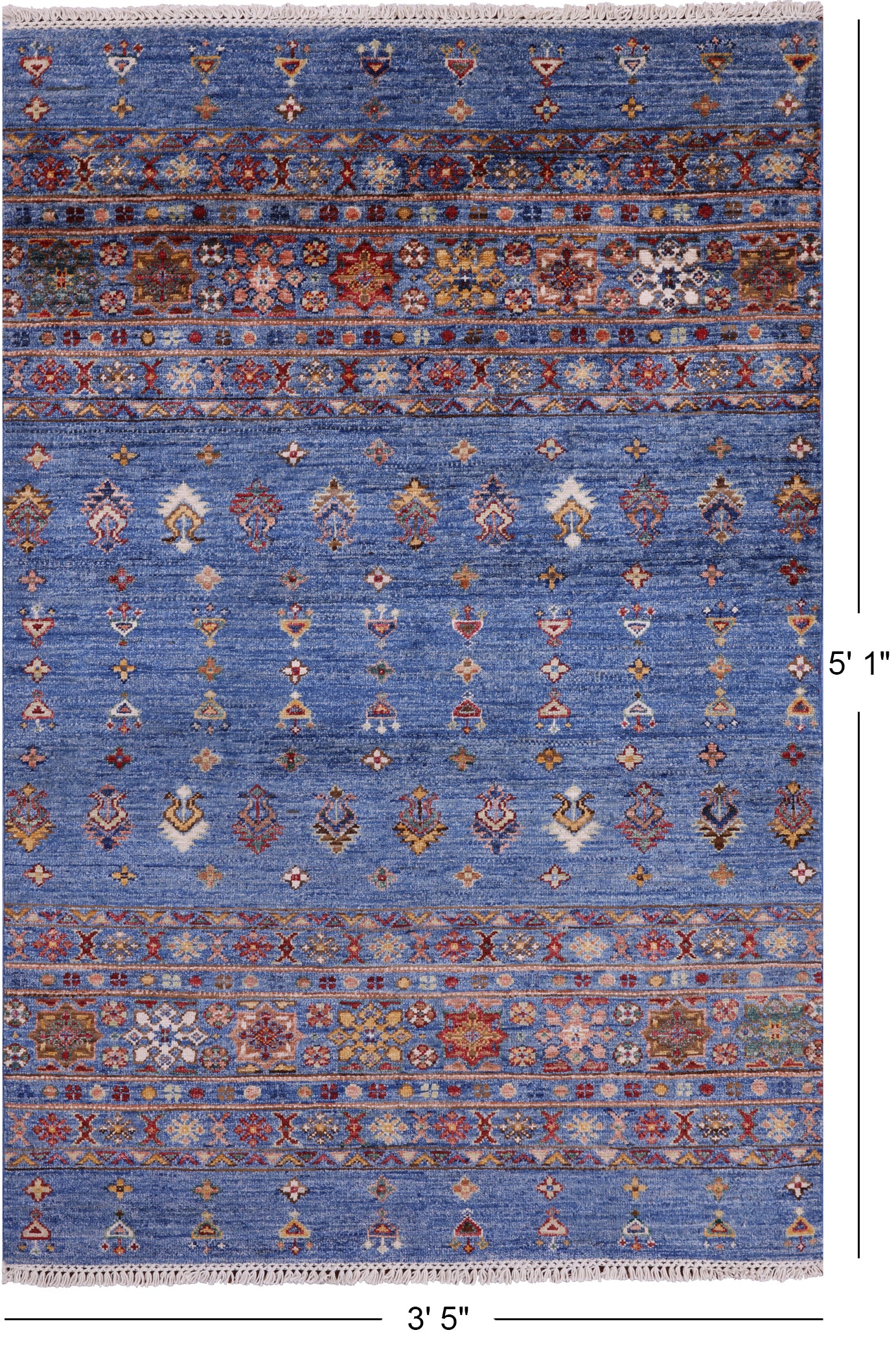 Blue Khorjin Persian Gabbeh Hand Knotted Wool Rug - 3' 5" X 5' 1" - Golden Nile