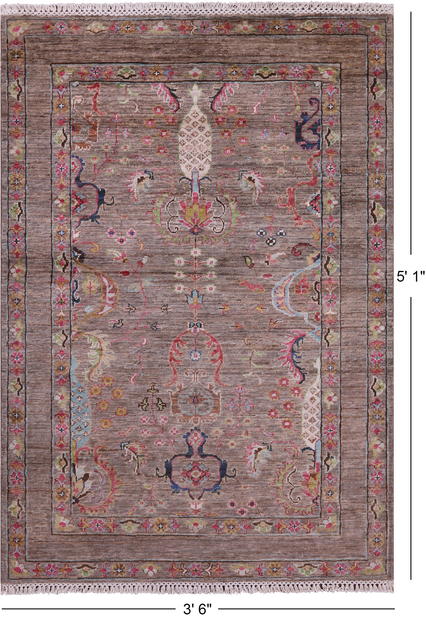 Peshawar Hand Knotted Wool Rug - 3' 6" X 5' 1" - Golden Nile