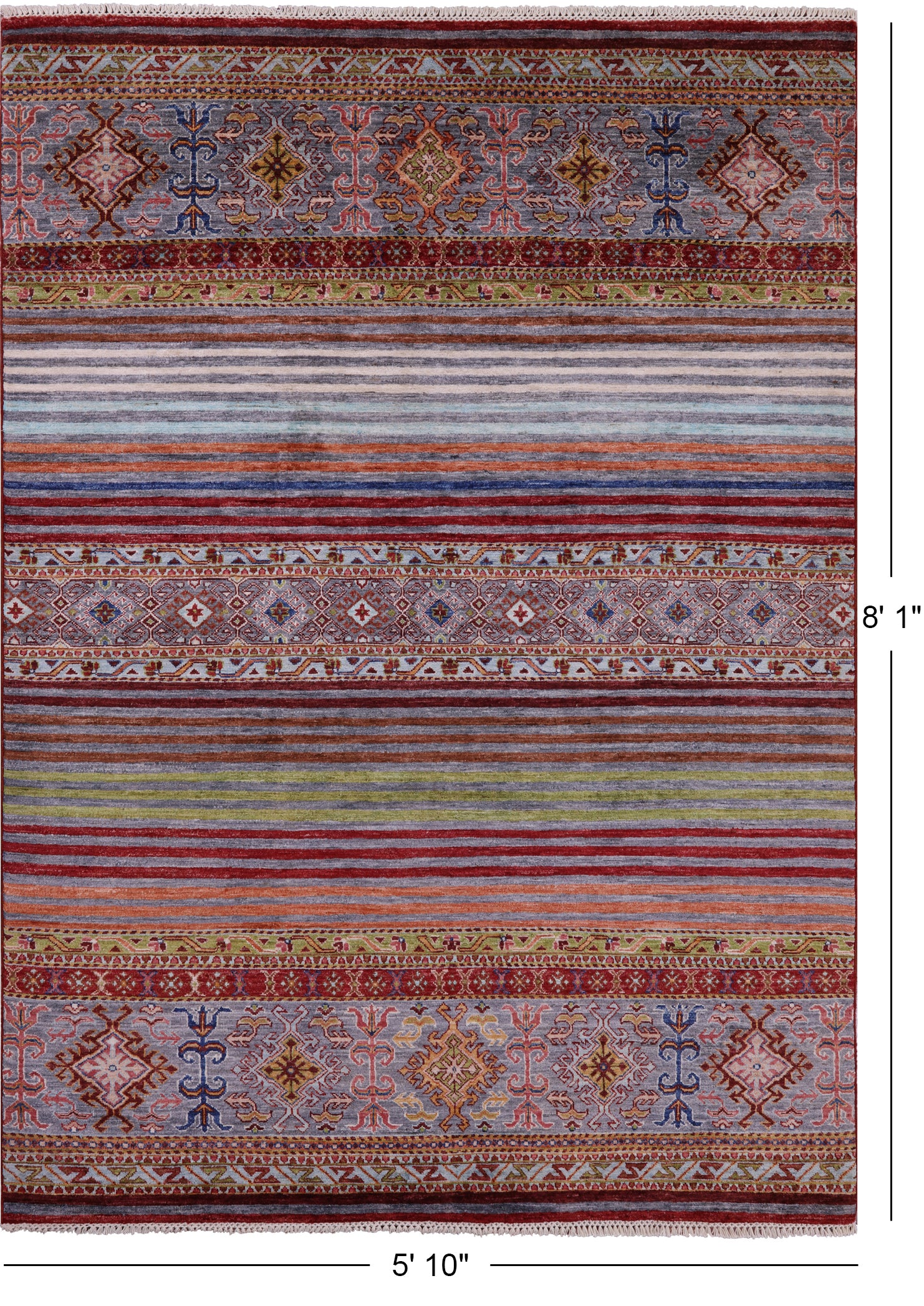 Khorjin Persian Gabbeh Hand Knotted Wool Rug - 5' 10" X 8' 1" - Golden Nile